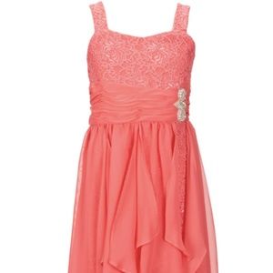 Cute  Lace-Chiffon Coral Dress!